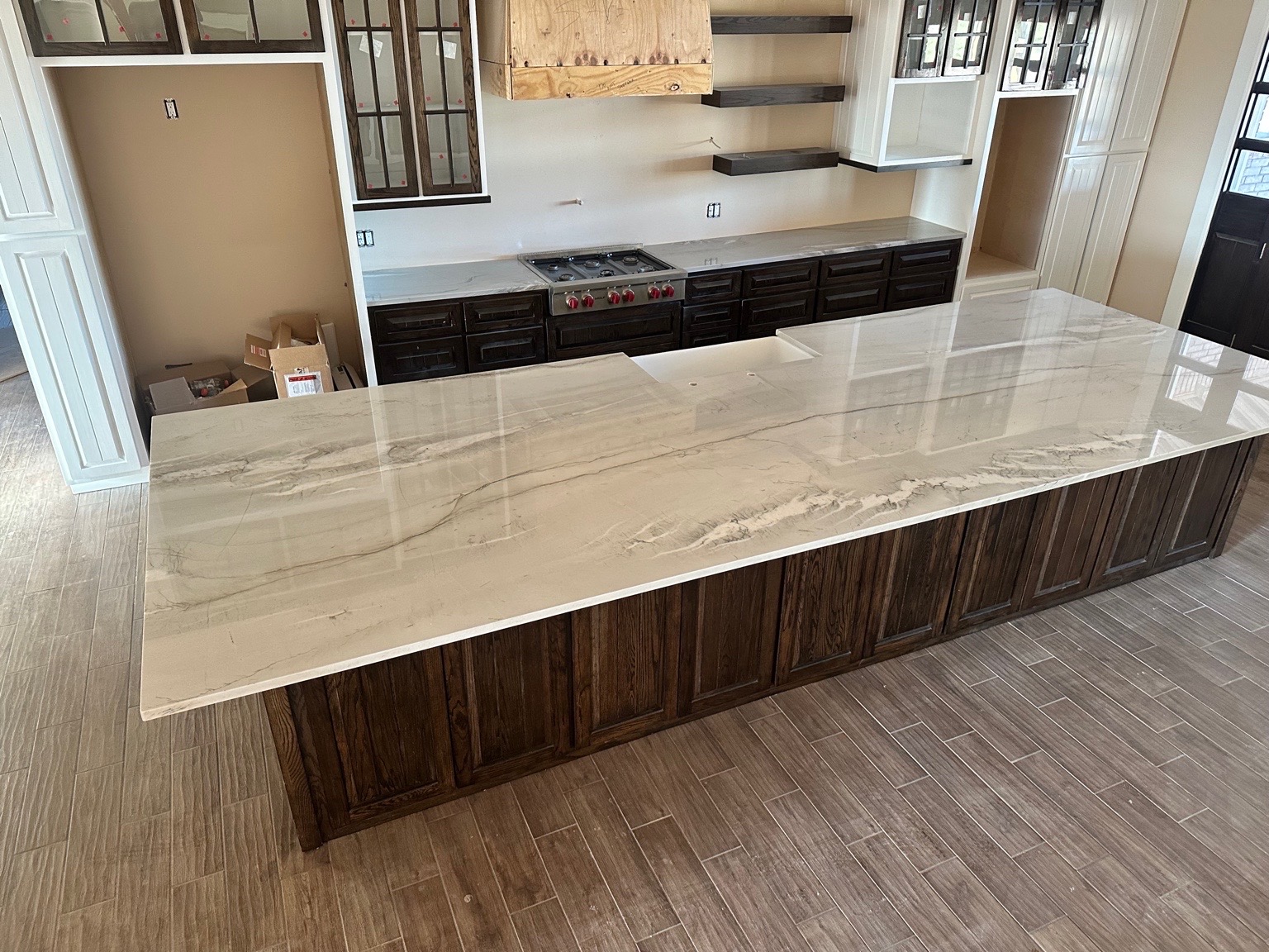 White cabinets with bright quartz countertop
